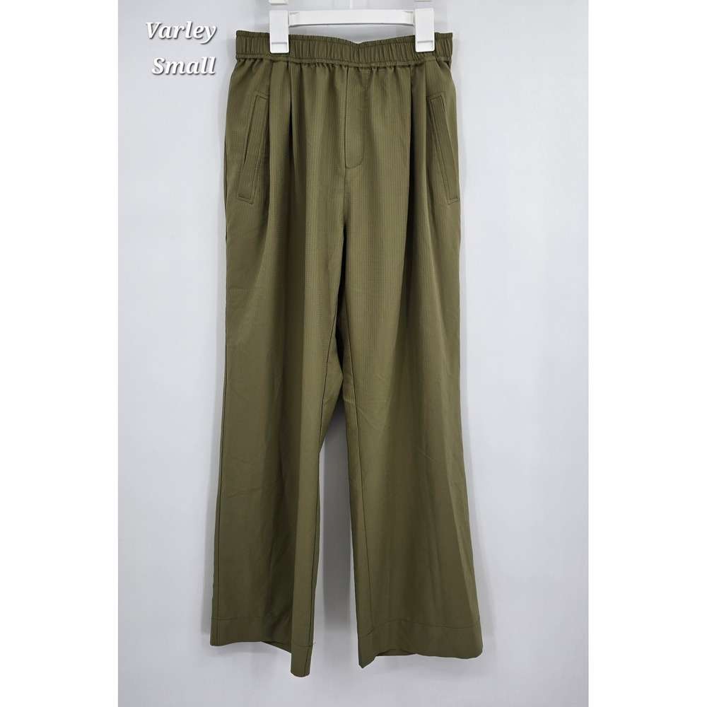 Varley Tacoma Straight Pleat Pants Small Olive Green Utility Athleisure
